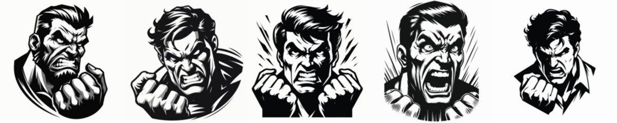 vector image of an angry man with a white background