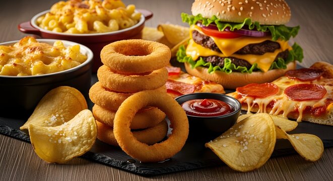Assorted fast food selection