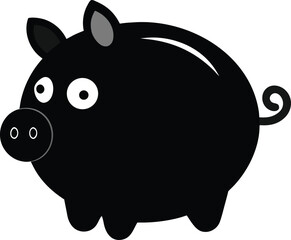 Black piggy bank savings icon design isolated on transparent background