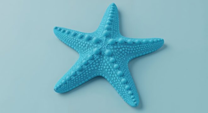 Turquoise Starfish: A single, captivating turquoise starfish lies gracefully, exuding a sense of coastal calm and aquatic charm.