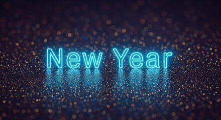 New Year Celebration: A neon-lit New Year sign, shining against a backdrop of twinkling bokeh lights, symbolizing the dawn of fresh beginnings.