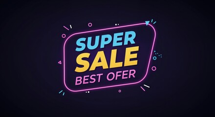 Super Sale Banner: A vibrant and modern banner for a Super Sale with Best Offer text, perfect for promotions and marketing campaigns.