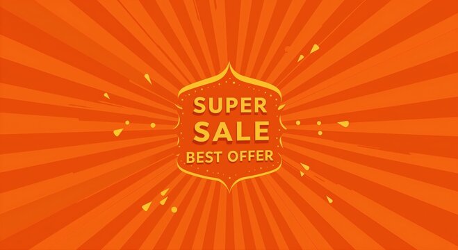 Super Sale Advertisement: Captivating graphic, Super Sale Best Offer, radiates vibrant energy, with eye-catching design perfect for promotions