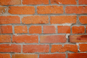 Red Brick Wall Showing a Rustic Texture With Various Shades and Mortar Spaces in a Well-Lit Environment