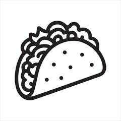 Minimalist vector outline of crunchy taco