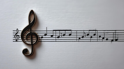 Abstract Art of Musical Elements: Artistic Sheet Music Background Featuring Treble Clef and Melody Symbolism in Classical Musical Notation and Composition Design