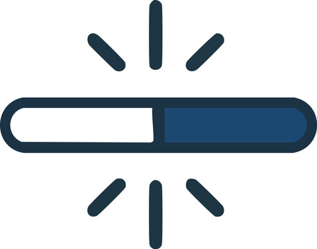 Minimalist loading progress bar icon symbolizing a system update, data download, or installation status on a digital user interface element