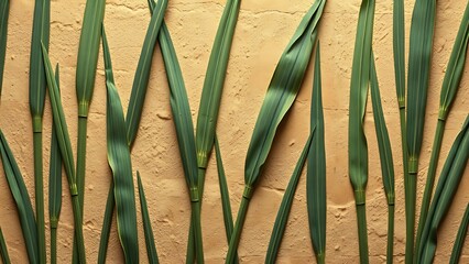 Close-up of papyrus plant pattern from ancient Egyptian wall art.
