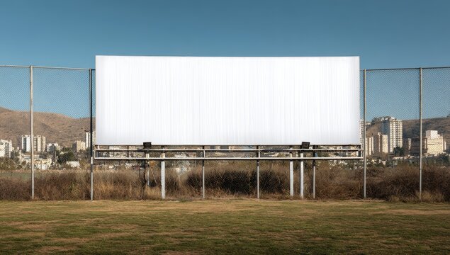 Stylish photo of blank outdoor billboard in an urban setting with clear blue sky, copy space - Powered by Adobe