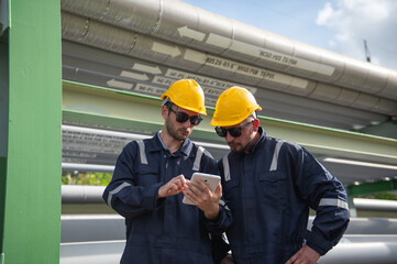 Refinery industry, engineer working in industrial production, oil and gas refinery plant industry factory, Petrochemical plant