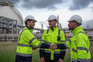 Refinery industry, engineer working in industrial production, oil and gas refinery plant industry factory, Petrochemical plant