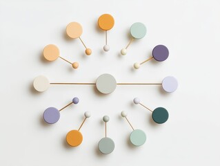 Visual representation of data using a pastel circular node chart with interconnected nodes. 