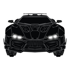 Sleek modern black sportscar design, perfect for automotive enthusiasts and futuristic concepts, radiating power and cutting-edge engineering