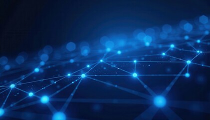 Abstract blue grid, glowing nodes Digital technology backdrop , mesh, innovation, energy