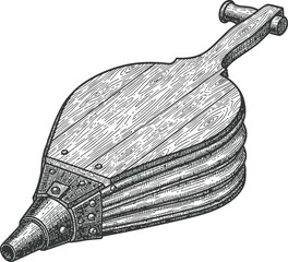 Smoked ham leg, rustic hand-drawn illustration for culinary or butcher shop concepts