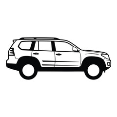 Side view of a white suv car isolated on white background, showcasing its design and features, ideal for automotive or transportation themes and promotional materials