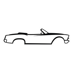 Classic convertible car outline, a timeless symbol of freedom and openair driving isolated on white background