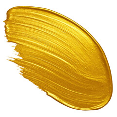 long golden smear oil paint spot isolated on white or transparent background
