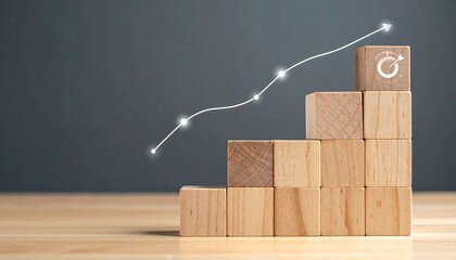 Wooden Blocks Stacked as a Graph with Female Symbol on Top.
