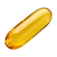 Gelatin capsule of omega 3, 6, 9 vitamin on white or transparent background
