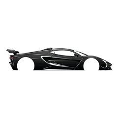 Side view of a sleek black sports car with a modern design, isolated on white background the car features aerodynamic lines and a powerful stance, showcasing its highperformance capabilities