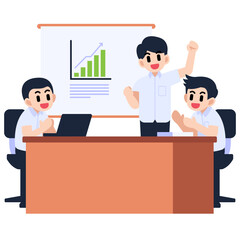 People presenting and meeting illustration