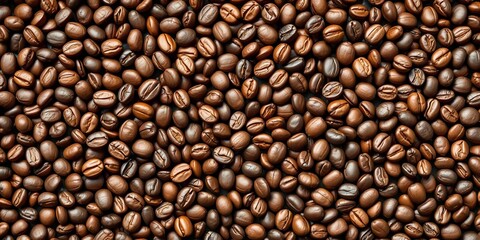 Fototapeta premium Intricate geometric pattern formed by coffee beans, showcasing natural variations in color and shape, close-up, photography