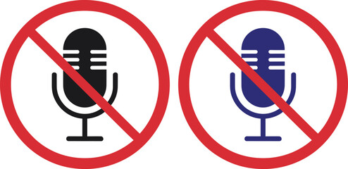 No Microphone Sign Illustration Indicating Audio Recording Prohibited Concept Symbol