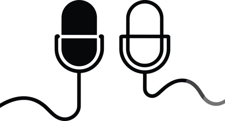 Podcast Microphones Vector Icon Set for Audio Recording or Interview