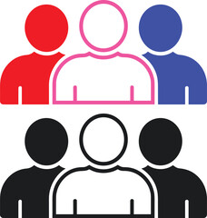 Crowd of People Icon Set in Various Colors and Styles