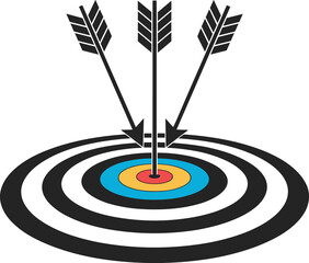 Arrows hitting the target bullseye demonstrating perfect accuracy and precision