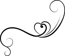 Elegant floral curl design with heart shape on white background art