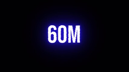 60 Million glowing text animation with glitch effect on transparent background with alpha channel. social media celebration achievement for social media videos - Powered by Adobe