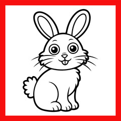 Cute rabbit outline art illustration coloring page book for kids