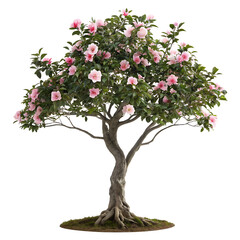 Fototapeta premium Pink camellia tree isolated on transparent background png