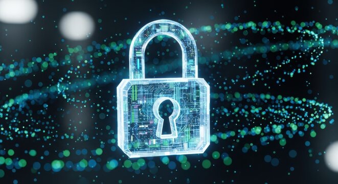 Digital lock symbol for cyber security and data protection concepts - Powered by Adobe