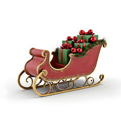 Festive Red Sleigh with Holiday Presents