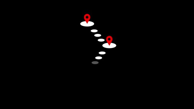 Milestone icon animation with four checkpoints along a disc-shaped path, symbolizing progress tracking. Map pin icon. location icon suitable for motion graphics about GPS, road markers, and travel.