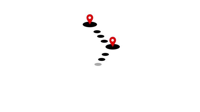 Milestone icon animation with four checkpoints along a disc-shaped path, symbolizing progress tracking. Map pin icon. location icon suitable for motion graphics about GPS, road markers, and travel.