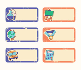 Cute School Label Tags Set &ndash; Colorful Classroom Name Tags and Stationery Elements