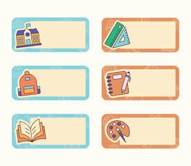 Cute School Label Tags Set – Colorful Classroom Name Tags and Stationery Elements