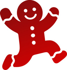 Happy Jumping Gingerbread Man Cookie Vector Icon For Christmas