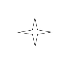 Simple Four-Pointed Star Outline Icon Vector