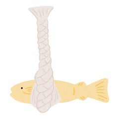 Yellow Lucky Pollack Art &ndash; Korean Anti-Evil Amulet Illustration