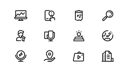 Set of line icons for business and technology