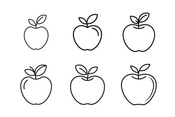 Set of apple line icons. Vector outline fruit illustration collection.
