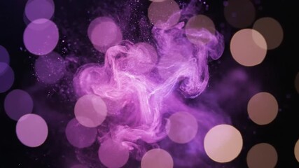 Ethereal purple smoke explosion amidst bokeh lights - Powered by Adobe