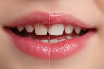 kid gingivitis with dry lips before-after, irritated gums vs healthy gums, dry lips vs smooth lips