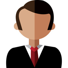 Illustration Of A Man In A Black Suit With A Red Tie And White Shirt Featuring A Transparent Background And A Stylized Faceless Portrait