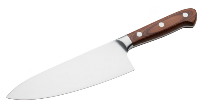 Professional Chefs Knife With Wooden Handle On Black Background
